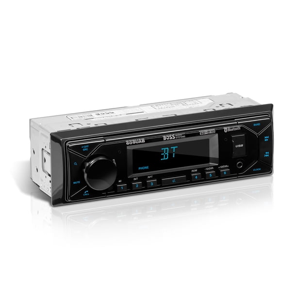 BOSS Audio Systems 609UAB - Estéreo multimedia para coche - DIN único, audio Bluetooth y llamadas manos libres, micrófono integrado, reproductor MP3, sin reproductor de CD/DVD, puerto USB, entrada aux