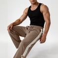 thumbnail image 6 of YLSDY Men's Side Stripe Wide Leg Pants, Elastic Waist Drawstring, Loose Fit Trendy Casual Daily Trousers Brown M, 6 of 8