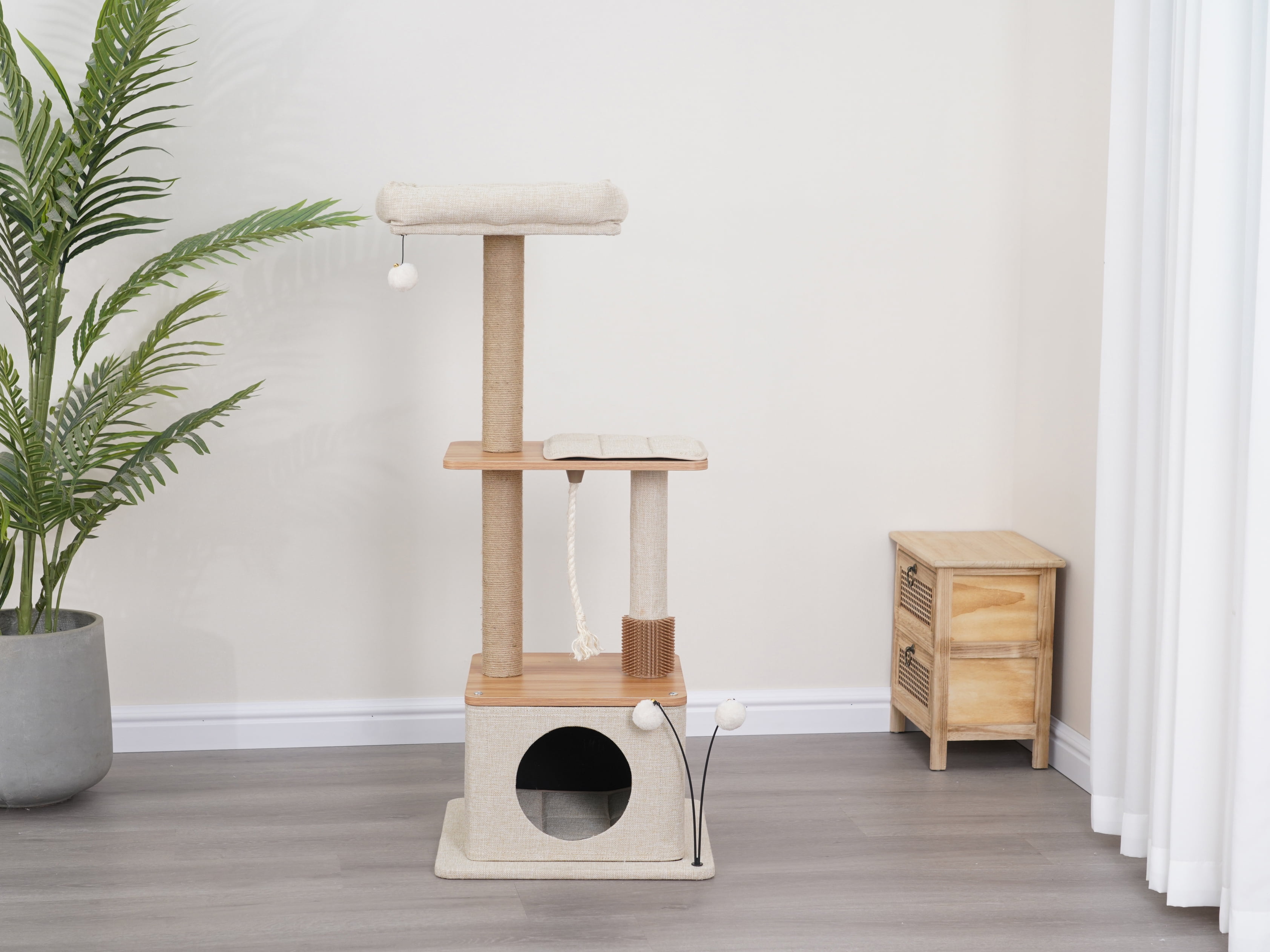 Vibrant Life 4-Level 46" Multi-Functional Cat Tree with Condo, Perch & Sisal Post, Beige