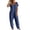 Blue, variant on Tqcoqu Women's Solid V Neck Short Sleeve Jumpsuit, Loose Harem Baggy Long Pants One Piece Jumpsuit with Side Pockets