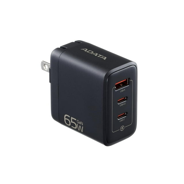 ADATA 3 en 1 Cargador de Carga rápida de 65W para portátiles y Dispositivos de Alta Potencia, Negro,