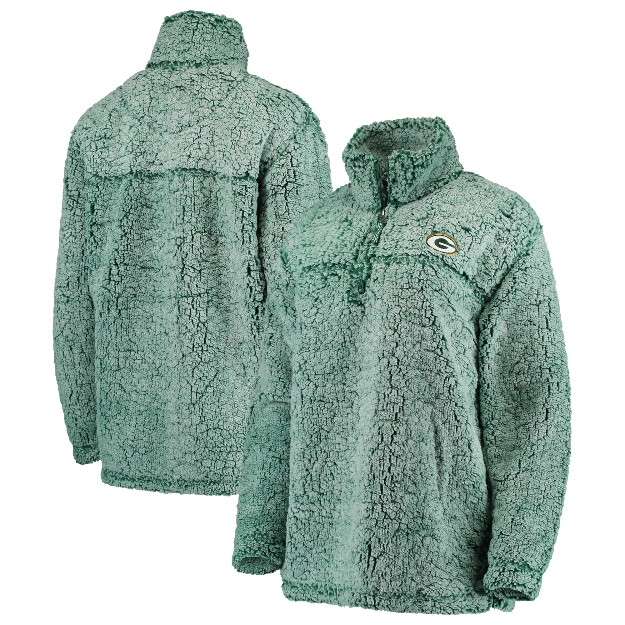 Green Bay Packers Women's Sherpa QuarterZip Pullover Jacket Green