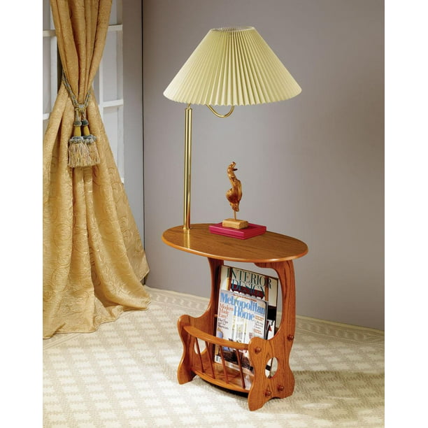 Storage Lamp Table Warm Brown, End Table With Lamp Attached And Storage