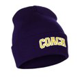 thumbnail image 2 of I&W Sports Team Coach Arch Letters Winter Knit Cuffed Beanie Hat, Purple Beanie White Gold, 2 of 2