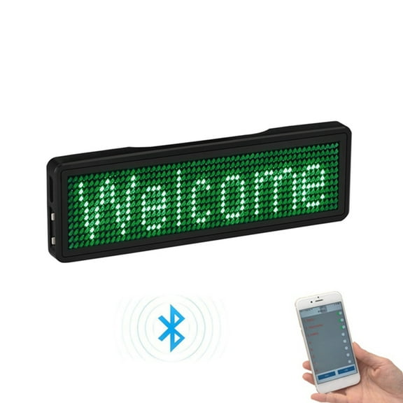 2 Pcs Bluetooth LED Name Badge Rechargeable Light Sign DIY Programmable Board Display LED,Type 1 & Type 3