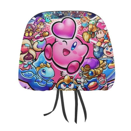 Kirby Star Allies Poster Car Headrest Cover Decor Vehicles Seat Pillow Cover Protector Accessories Auto Front/Rear Seats Head Rest Cover Universal Fit Most Cars Sedan SUV Van