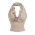 thumbnail image 2 of Purcolt Women's Halter Tank Tops Dressy Casual Ruched Cowl Neck Draped Blouses Business Work Office Slim Fit Going Out Tops for Club Party Cocktail, 2 of 7