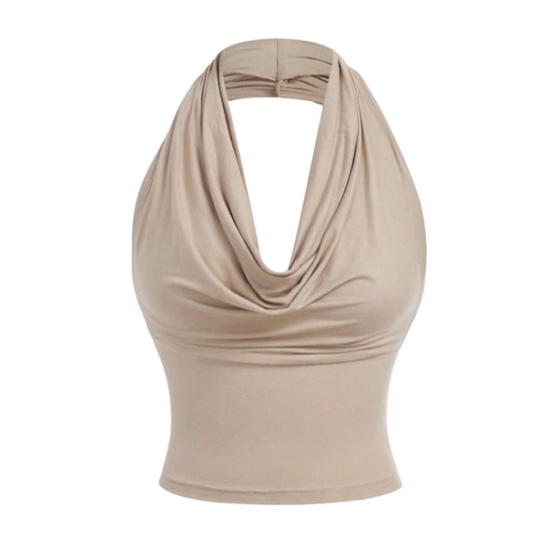Mujeres V Cuello Tops sin Mangas sin Espalda Hueco con Flor Bordado, Poliéster Spandex Tejido Elástico para las Vacaciones de la Fiesta