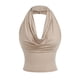 thumbnail image 1 of Mujeres V Cuello Tops sin Mangas sin Espalda Hueco con Flor Bordado, Poliéster Spandex Tejido Elástico para las Vacaciones de la Fiesta, 1 of 6