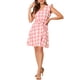 thumbnail image 1 of INSPIRE CHIC Vestido Mini de Cuadros con Cuello en V, Mangas con Volantes y Cinturón para Mujeres XL Rosa, 1 of 7