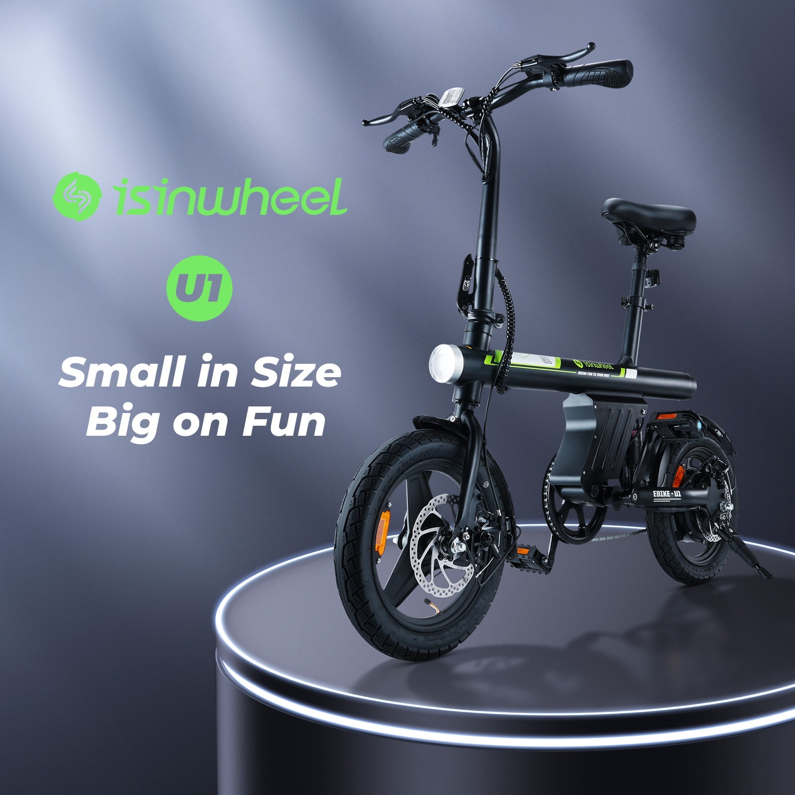 isinwheel U1 Electric Bike for Adults 750W Peak Motor 32KM H Folding Ebike 14 Adults Electric Bicycles with Smart Uphill 280.8Wh Battery 40KM Long Range Mini E Bikes for Adults and Teens