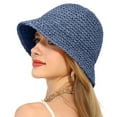 thumbnail image 2 of Womens Sun Hat Handmade Straw Bucket Wide Brim Packable Travel Summer Cap For Beach UPF 50+, 2 of 3