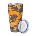 thumbnail image 2 of 20oz Car Cup Three-Piece Set Of Single Silver Edge No Smell Easy To Carry Heat Preservation For Daily Car Sports Travel Texture Camo Army Orange_2, 2 of 8