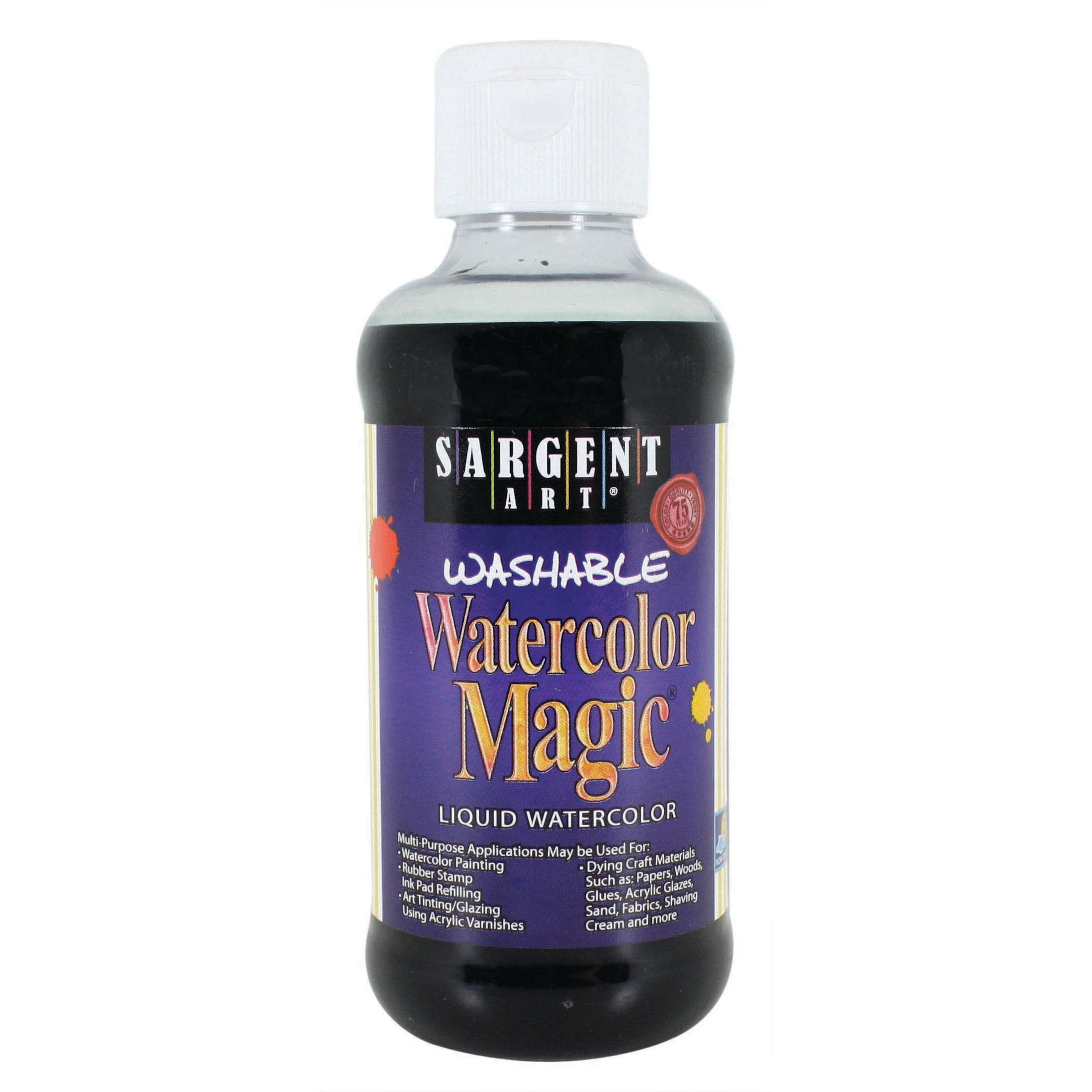Sargent Art Washable Liquid Watercolor, 8 oz., Black/Ivory Black