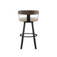 thumbnail image 4 of Amisco Lars 30 in. Swivel Bar Stool - Cream Bouclé Polyester / Brown Wood / Black Metal, 4 of 10