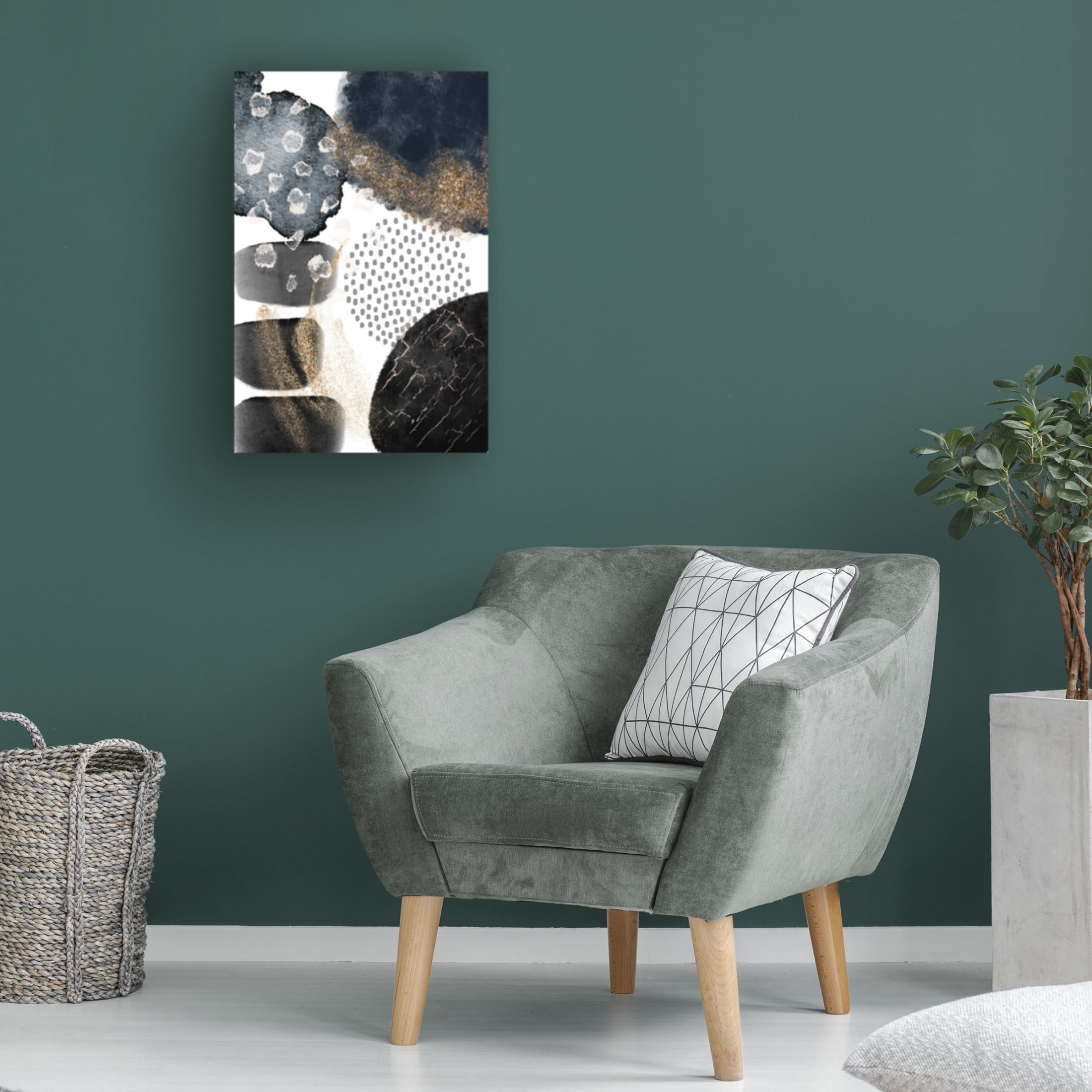 Trademark Fine Art Sally Ann Moss Abstract Black and Gold 2 Canvas Wall Art