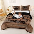 thumbnail image 3 of Catabedysis Rustic Old Wooden Full Size Comforter Sets,Camping Camper Print Bedding Comforter Set For Boys,Multicolor,Black Reversible,3 Pieces,1 Comforter and 2 Pillowcases, 3 of 7