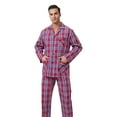 thumbnail image 5 of GLOBAL Mens Yarn Pajama Set 100% Cotton, Long Sleeve Button Down PJ Set for Men Plaid Men's Sleepwear, Sizes S-3XL, 5 of 6