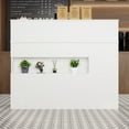 thumbnail image 2 of MONSLIPA Bureau d'Accueil avec Lumière DEL, Comptoir avant Durable de 47,2 Po avec Grand Espace de Rangement, Blanc, 2 of 16