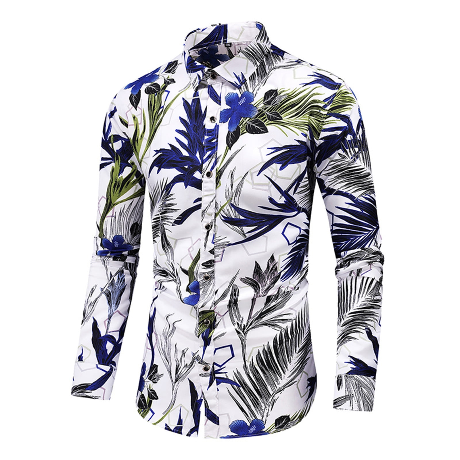 Coolred-Men Relaxed Fashion Lapel Casual Print Long Sleeve Shirt