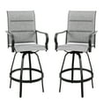 thumbnail image 6 of Walsunny 2 Piece Outdoor Swivel Metal Bar Stools Patio Height Textilene Chairs with High Back and Armrest, Light Gray, 6 of 7