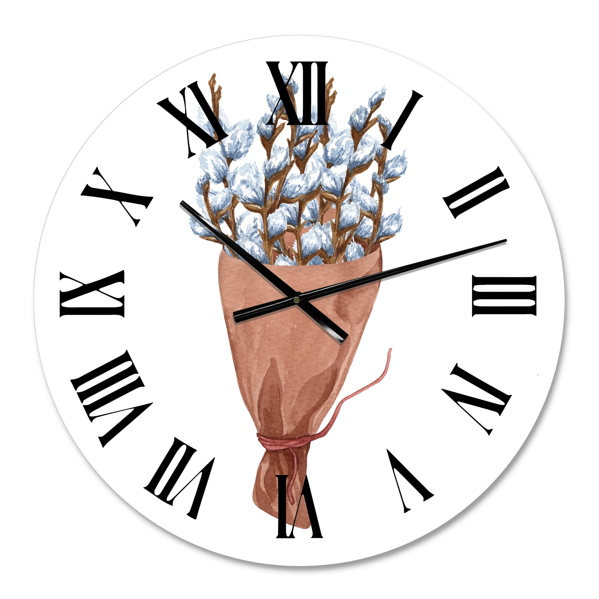 Designart 'Bunch Of Pussy Willow Twigs I' Farmhouse Wall Clock