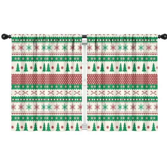 Blackout Kids Curtains,Green Christmas Tree and Snowflake Pattern Childrens Insulated Curtains Set Of 2,Bedroom Essentials,Toddler Room Decor 42"x54"