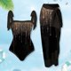 thumbnail image 1 of Traje De Baño Damas 2 Piezas De Traje De Baño Atlético De Playa Para Mujer A La Moda Con Vestido Para Accesorios Femeninos (Negro M) Sywqhk Para Estrenar, 1 of 4