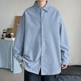 thumbnail image 2 of Dagugfen Oversize Shirts for Men Dress Button up Long Sleeve Loose Business Casual Work Tops Solid Color, 2 of 4