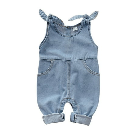 

Infant Newborn Baby Boy Girl Sleeveless Denim Romper Jumpsuit Playsuit Solid Casual Outfit