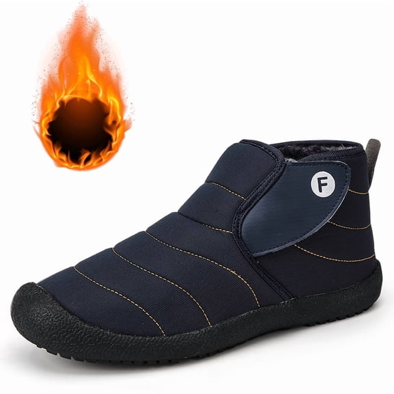 Men's Snow Boots, Winter Thermal Shoes, Windproof Boots With Fuzzy Lining