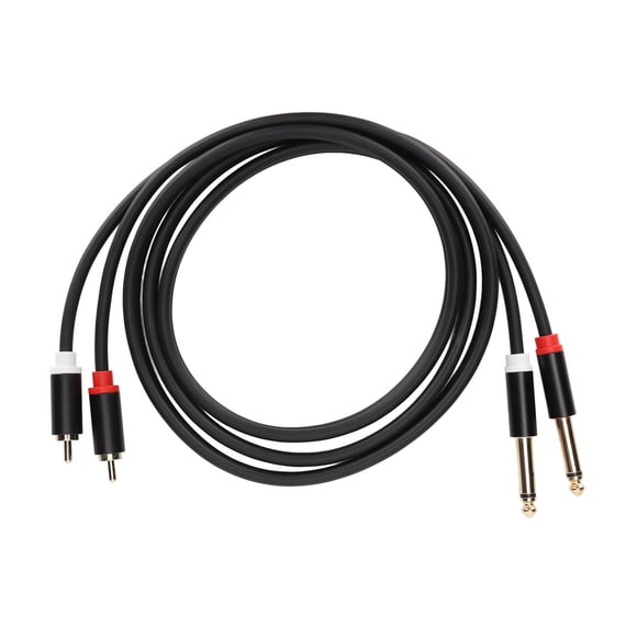 Cable RCA dual de 1/4 pulg. A Cable TS doble 4,9 pies 6,35 mm Cable de interconexión estéreo con 2 puertos RCA a 2 puertos TS
