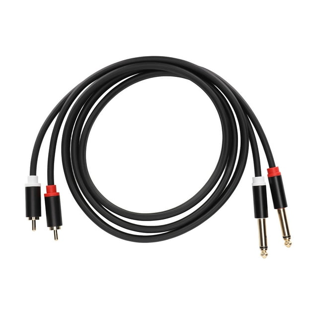 Cable RCA dual de 1/4 pulg. A Cable TS doble 4,9 pies 6,35 mm Cable de interconexión estéreo con 2 puertos RCA a 2 puertos TS