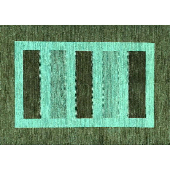 Ahgly Company Machine Washable Indoor Rectangle Abstract Turquoise Blue Contemporary Area Rugs, 4' x 6'