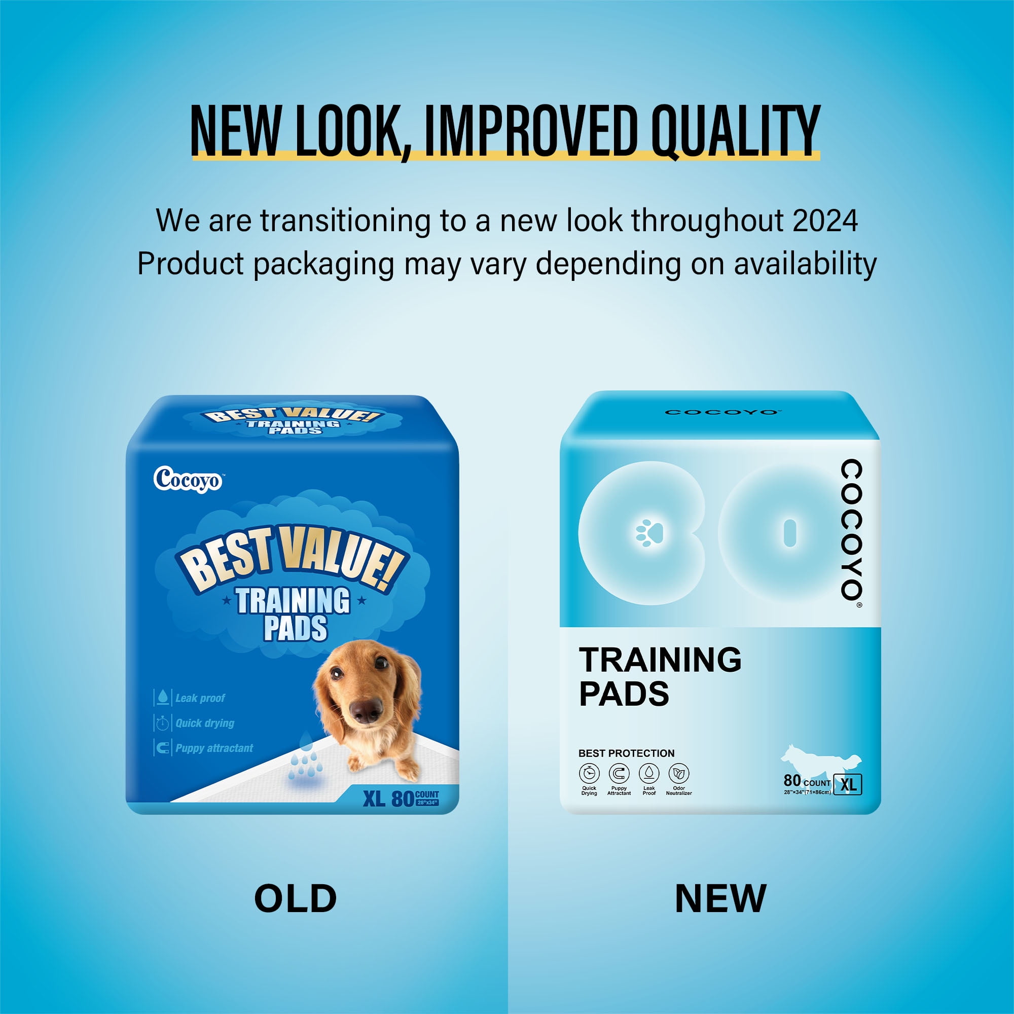 Cocoyo A22 Dog Training Pads, 28" by 34" XL, 80 Count,Blue