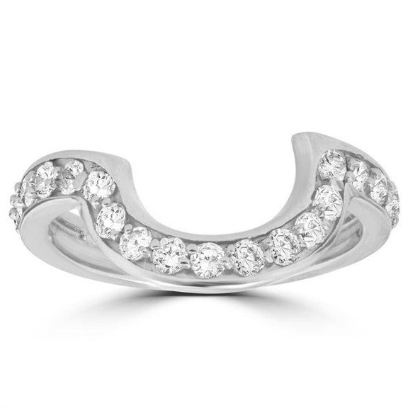 Pompeii 1/2 cttw 14k White Gold Diamond Curved Contour Band For Forever Us 2 Stone Ring