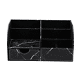 thumbnail image 4 of KINGFOM Office Desktop Organizer, 7 Storage Compartments PU Leather Stationery Storage Box Office Supplies Organizer, Holder for Pen/Business Card/Stapler/Cellphone/Remote Control (Black Marble), 4 of 9