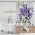 thumbnail image 2 of Polyester Fabric Purple Lavender Shower Curtain, Spring Floral Daisy Butterfly Leaves Gray Waterproof Bathtub Curtain Bathroom Decor Set with Hooks 66 x 72 Inches, 2 of 6