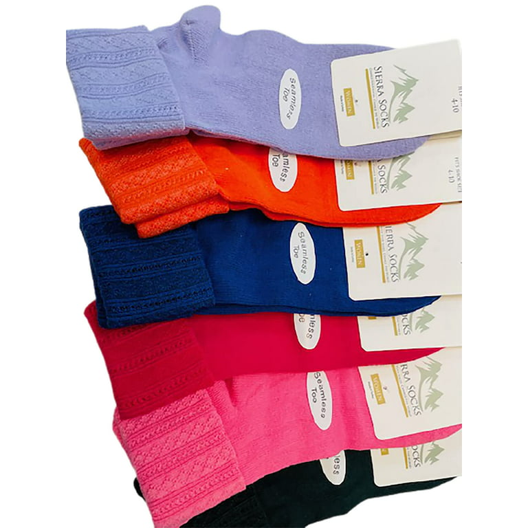 Colorful Socks - Sierra Socks Women Triple Cuff Crew Cotton Colorful Socks  6 Pair Pack