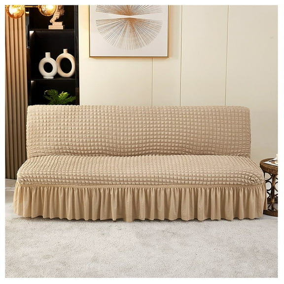 Elastic Sofa Cover with Skirt Armless Sofa Cover Stretch Non-Slip Stretch Washable Protective Cover