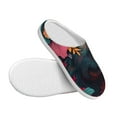 thumbnail image 3 of Disketp Colorful Flower Dog A Women's Men's Slippers Plush Slip-On House Slipper for Winter Indoor Soft Cushion Non-slip Fluffy Slides Slippers-35/36, 3 of 7