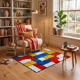 thumbnail image 3 of ODIKA 3'x5' Ultra-Soft Throw Mat, Composition Abstract Minimalist Interlocking Primary Block Yellow None Washable, Bare feet friendly, Easy Care Indoor rug for Bedside, Vanity, 3 of 7
