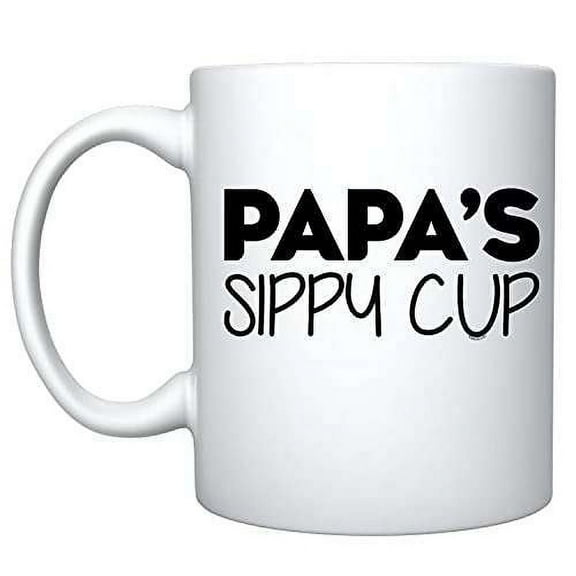 Veracco Papas Sippy Cup Funny White Ceramic Coffee Mug Gifts For Christmas (White)