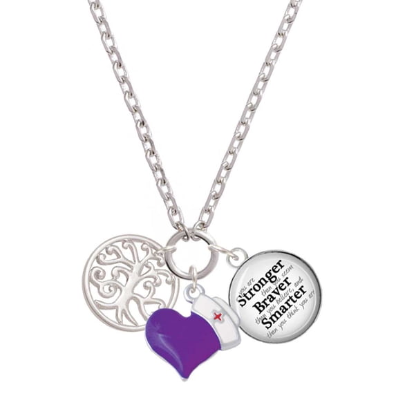 Delight Jewelry Silvertone Tree of Life Cutout - Purple Heart Nurse Strong Zoe Necklace