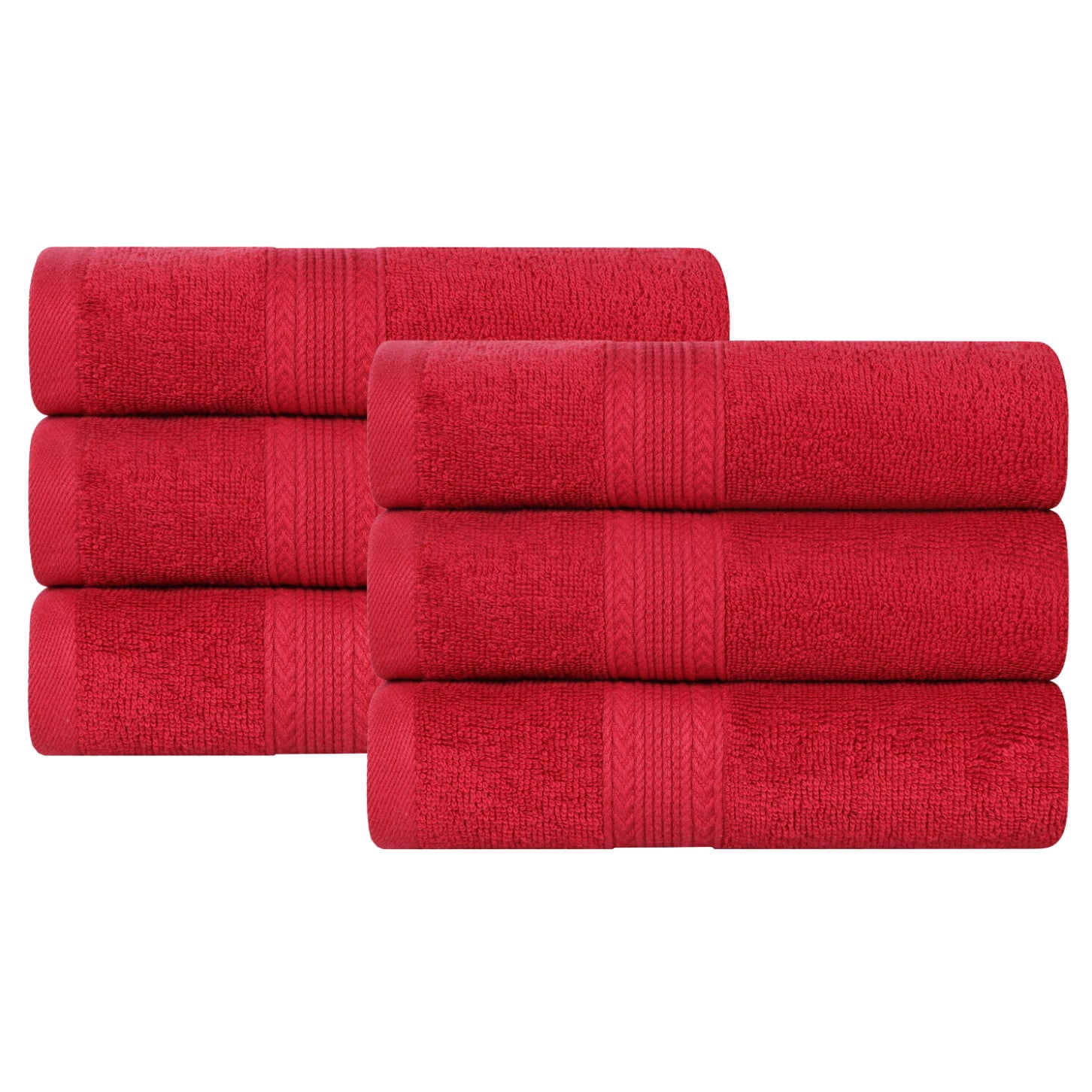 Superior Eco-Friendly Cotton 6-Piece, Cranberry, Hand Towel Set