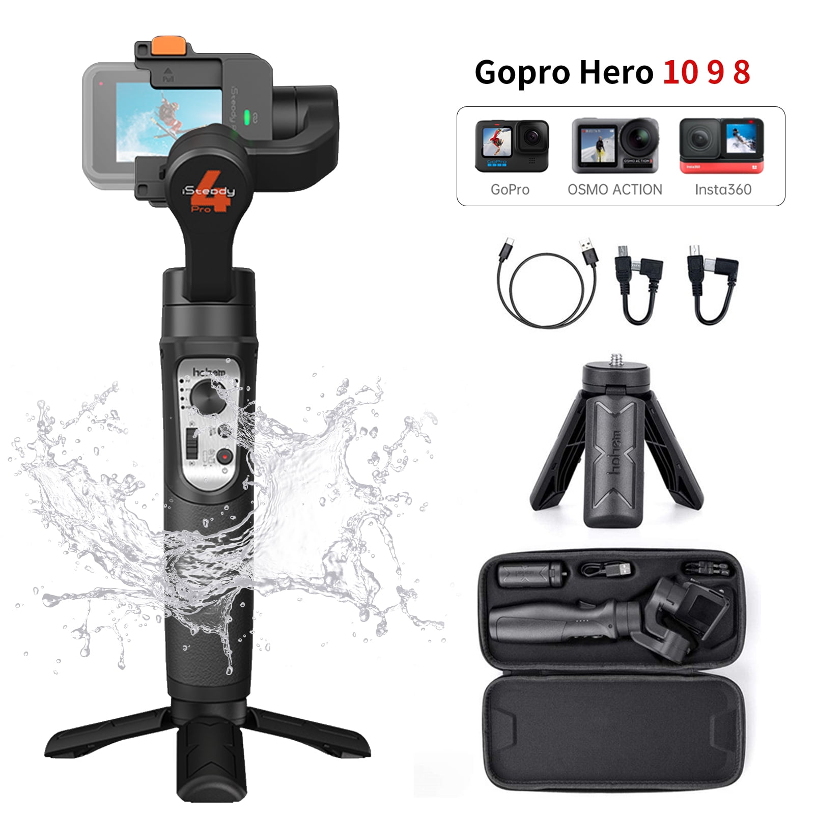 Lave Forbipasserende forarbejdning hohem iSteady Pro 4 Gimbal Stabilizer Compatible for GoPro 10/9/8/7  Insta360 One R DJI OSMO Action,3-Axis Action Camera Gimbal with Splash  Proof 14H Battery - Walmart.com
