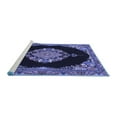 thumbnail image 2 of Ahgly Company Machine Washable Indoor Round Medallion Blue Traditional Area Rugs, 3' Round, 2 of 4
