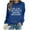 Blue, variant on Women's Fashion Casual Solid Color Loose Long Sleeve Letter Print Round Neck Hoodie Blouse Shirt Distressed Hoodie Women Comfy Womens Tee Christmas Zip up Hoodie Junior Crop Sweater Apparel Shirt Crop