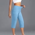 thumbnail image 6 of LEAVINGSUO Capris Pants for Women With Elastic Waist Women's Casual High-Waisted Pocket Cropped Pants Blue XL, 6 of 7