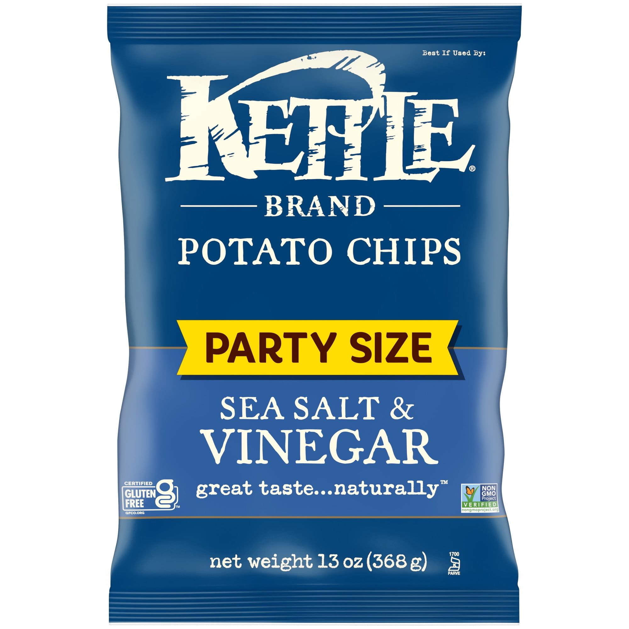 Kettle Brand Potato Chips, Sea Salt & Vinegar Kettle Chips, Party Size, 13 oz